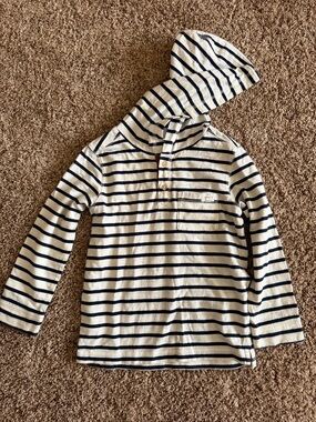 H&M Kids Hooded Long-Sleeve Stripe Top - White & Navy